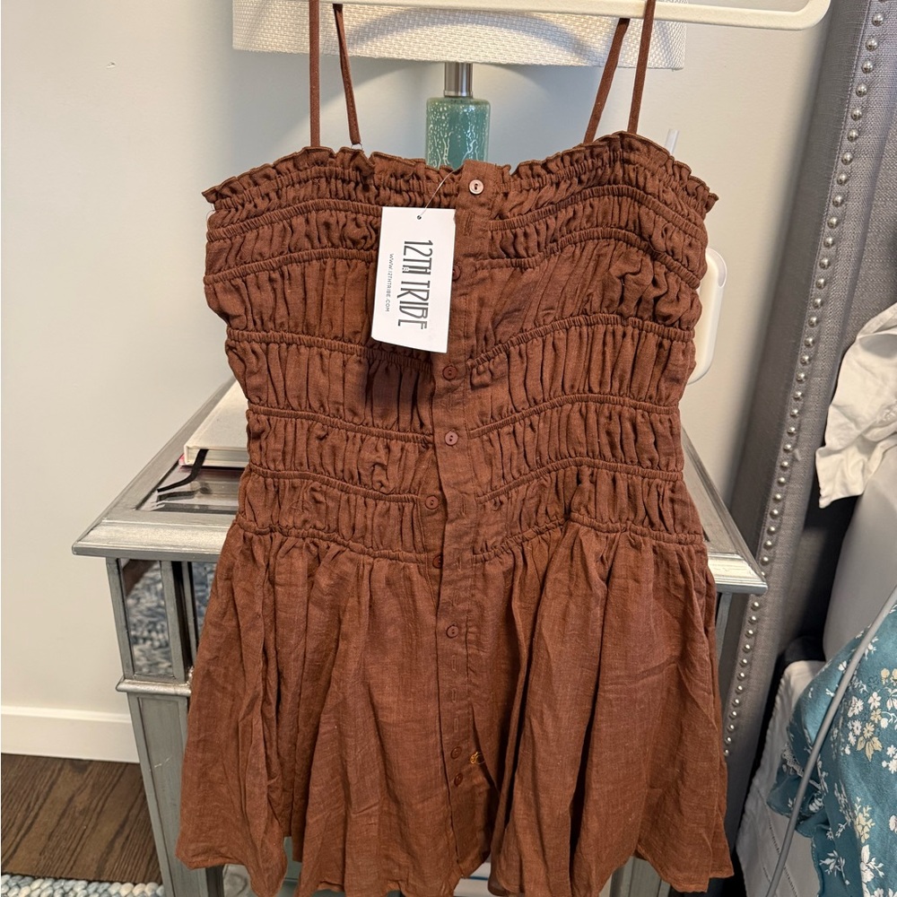 Zara Brown Smocked Women's Top